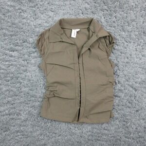 Collusion Shirt Womens Small Collared Cap Sleeve Stretch Ruched Blouse NWOT